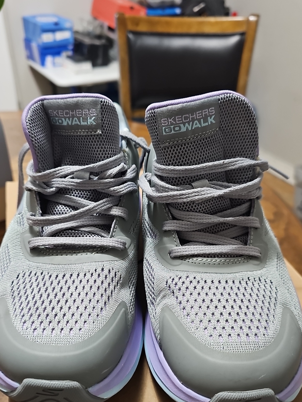 Skechers GOwalk Women's Gray and Purple Mesh Walking Sneakers